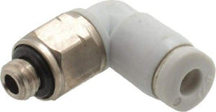 Norgren - 1/8" Tube OD, 10-32 UNF Brass Push-to-Connect Tube Male Swivel Elbow - Tube to Male UNF Connection, 150 Max psi, Nitrile O-Ring, 0 to 175°F Working Temp - Benchmark Tooling