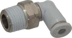 Norgren - 1/8" Tube OD, 1/8 NPTF Brass Push-to-Connect Tube Male Swivel Elbow - Tube to Male NPT Connection, 150 Max psi, Nitrile O-Ring, 0 to 175°F Working Temp - Benchmark Tooling