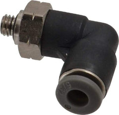 Norgren - 5/32" Tube OD, 10-32 UNF Brass Push-to-Connect Tube Male Swivel Elbow - Tube to Male UNF Connection, 150 Max psi, Nitrile O-Ring, 0 to 175°F Working Temp - Benchmark Tooling