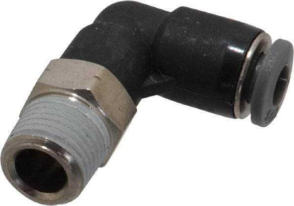 Norgren - 5/32" Tube OD, 1/8 NPTF Brass Push-to-Connect Tube Male Swivel Elbow - Tube to Male NPT Connection, 150 Max psi, Nitrile O-Ring, 0 to 175°F Working Temp - Benchmark Tooling