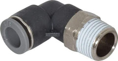Norgren - 3/8" Tube OD, 3/8 NPTF Brass Push-to-Connect Tube Male Swivel Elbow - Tube to Male NPT Connection, 150 Max psi, Nitrile O-Ring, 0 to 175°F Working Temp - Benchmark Tooling