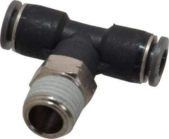 Norgren - 1/4" Tube OD, 1/4 NPTF Brass Push-to-Connect Tube Male Swivel Branch Tee - Tube to Male NPT Connection, 150 Max psi, Nitrile O-Ring, 0 to 175°F Working Temp - Benchmark Tooling