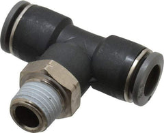 Norgren - 3/8" Tube OD, 1/4 NPTF Brass Push-to-Connect Tube Male Swivel Branch Tee - Tube to Male NPT Connection, 150 Max psi, Nitrile O-Ring, 0 to 175°F Working Temp - Benchmark Tooling