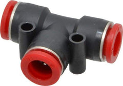 Norgren - 10mm Tube OD, Brass Push-to-Connect Tube Union Tee - Tube to Tube Connection, 150 Max psi, Nitrile O-Ring, 0 to 175°F Working Temp - Benchmark Tooling