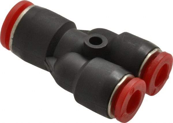 Norgren - 8 x 8 x 6mm Tube OD, Brass Push-to-Connect Tube Parallel Y - 150 Max psi, Tube to Tube Connection, Nitrile O-Ring, 0 to 175°F Working Temp - Benchmark Tooling