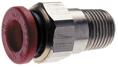 Norgren - 1/8" Tube OD, 1/16 NPTF Brass Push-to-Connect Tube Male Connector - Tube to Male NPT Connection, 150 Max psi, Nitrile O-Ring, 0 to 175°F Working Temp - Benchmark Tooling