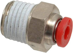Norgren - 4mm Tube OD, 1/4 BSPT Brass Push-to-Connect Tube Male Connector - Tube to Male BSPT Connection, 150 Max psi, Nitrile O-Ring, 0 to 175°F Working Temp - Benchmark Tooling