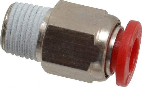 Norgren - 6mm Tube OD, 1/8 BSPT Brass Push-to-Connect Tube Male Connector - Tube to Male BSPT Connection, 150 Max psi, Nitrile O-Ring, 0 to 175°F Working Temp - Benchmark Tooling