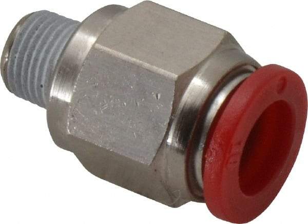 Norgren - 10mm Tube OD, 1/8 BSPT Brass Push-to-Connect Tube Male Connector - Tube to Male BSPT Connection, 150 Max psi, Nitrile O-Ring, 0 to 175°F Working Temp - Benchmark Tooling