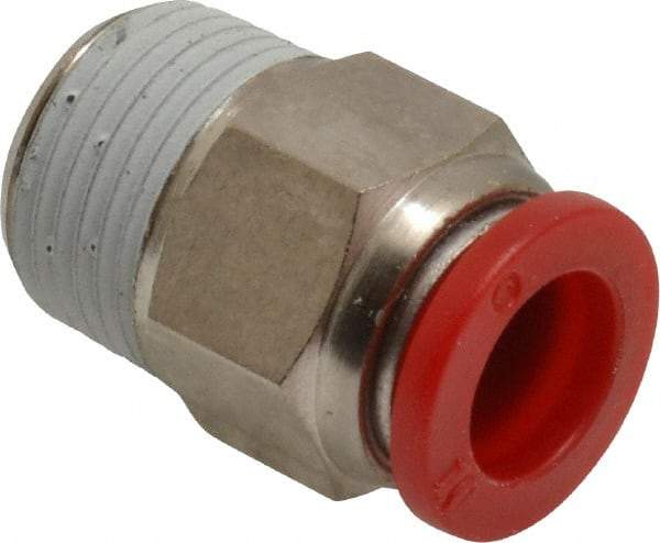 Norgren - 10mm Tube OD, 3/8 BSPT Brass Push-to-Connect Tube Male Connector - Tube to Male BSPT Connection, 150 Max psi, Nitrile O-Ring, 0 to 175°F Working Temp - Benchmark Tooling