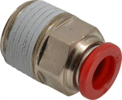 Norgren - 10mm Tube OD, 1/2 BSPT Brass Push-to-Connect Tube Male Connector - Tube to Male BSPT Connection, 150 Max psi, Nitrile O-Ring, 0 to 175°F Working Temp - Benchmark Tooling