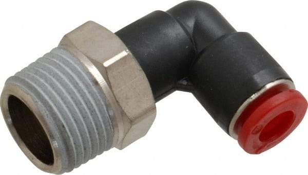 Norgren - 6mm Tube OD, 3/8 BSPT Brass Push-to-Connect Tube Male Swivel Elbow - Tube to Male BSPT Connection, 150 Max psi, Nitrile O-Ring, 0 to 175°F Working Temp - Benchmark Tooling