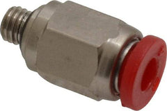 Norgren - 4mm Tube OD, M5 Metric Brass Push-to-Connect Tube Union - Tube to Tube Connection, 150 Max psi, Nitrile O-Ring, 0 to 175°F Working Temp - Benchmark Tooling