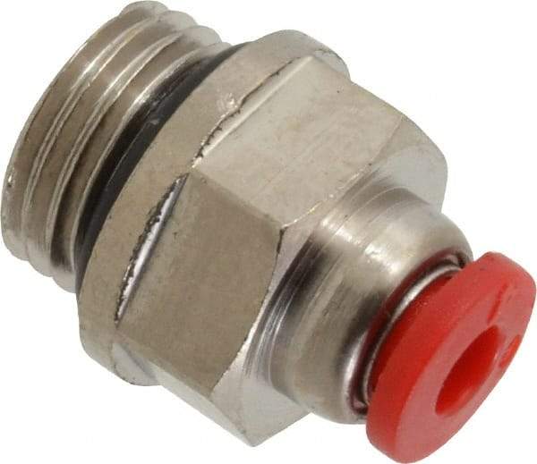 Norgren - 4mm Tube OD, 1/4 BSPP Brass Push-to-Connect Tube Male Connector - Tube to Male BSPP Connection, 150 Max psi, Nitrile O-Ring, 0 to 175°F Working Temp - Benchmark Tooling