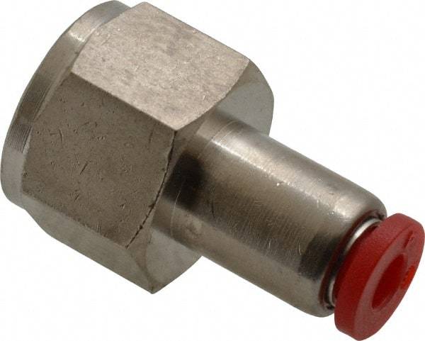 Norgren - 4mm Tube OD, 1/4 BSPP Brass Push-to-Connect Tube Female Connector - Tube to Female BSPP Connection, 150 Max psi, Nitrile O-Ring, 0 to 175°F Working Temp - Benchmark Tooling