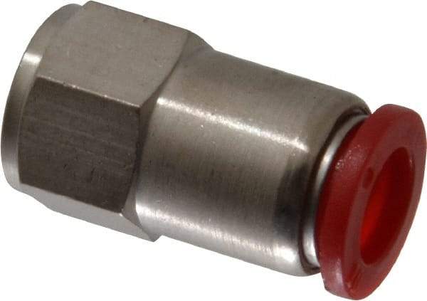 Norgren - 10mm Tube OD, 1/4 BSPP Brass Push-to-Connect Tube Female Connector - Tube to Female BSPP Connection, 150 Max psi, Nitrile O-Ring, 0 to 175°F Working Temp - Benchmark Tooling