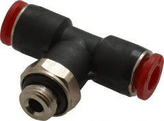 Norgren - 6mm Tube OD, 1/8 BSPP Brass Push-to-Connect Tube Male Swivel Branch Tee - Tube to Male BSPP Connection, 150 Max psi, Nitrile O-Ring, 0 to 175°F Working Temp - Benchmark Tooling