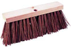 PRO-SOURCE - 14" Rough Surface Palmyra Push Broom - 6-1/4" Bristle Length, Wood Block, Tapered Handle Connection, Handle Sold Separately - Benchmark Tooling