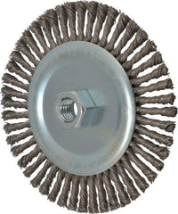 Anderson - 6" OD, 5/8-11 Arbor Hole, Knotted Steel Wheel Brush - 3/16" Face Width, 1-1/8" Trim Length, 0.02" Filament Diam, 12,500 RPM - Benchmark Tooling