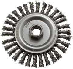 Anderson - 4-1/2" OD, 5/8-11 Arbor Hole, Knotted Steel Wheel Brush - 1/4" Face Width, 13/16" Trim Length, 0.02" Filament Diam, 12,500 RPM - Benchmark Tooling