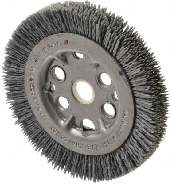 Anderson - 4-1/4" OD, 5/8" Arbor Hole, Crimped Nylon Wheel Brush - 7/16" Face Width - Benchmark Tooling