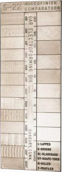 GAR - 2 to 500 micro Inch Surface Finish, Nickel, Surface Finish Comparator - 22 Specimens, 5-3/8 Inch Overall Length x 2 Inch Overall Width, Includes Instructions and Case - Benchmark Tooling