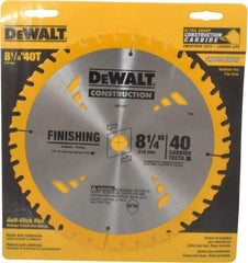 DeWALT - 8-1/4" Diam, 5/8" Arbor Hole Diam, 40 Tooth Wet & Dry Cut Saw Blade - Carbide-Tipped, General Purpose Action, Diamond Arbor - Benchmark Tooling