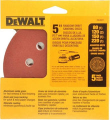 DeWALT - 80, 120, 150, 180, 220 Grit, 5" Disc Diam, Abrasive Disc Kit - Coated, Medium, Fine, (3) Very Fine Grade, Aluminum Oxide - Benchmark Tooling