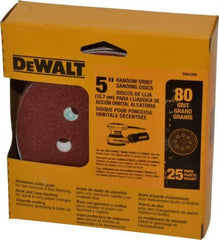 DeWALT - 5" Diam, 80 Grit, Aluminum Oxide Hook & Loop Disc - Medium Grade, Coated, Paper Backing, - Benchmark Tooling