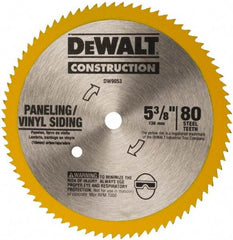 DeWALT - 5-3/8" Diam, 10mm Arbor Hole Diam, 80 Tooth Wet & Dry Cut Saw Blade - Steel, Standard Round Arbor - Benchmark Tooling