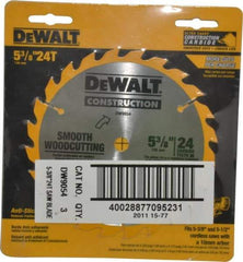 DeWALT - 5-3/8" Diam, 10mm Arbor Hole Diam, 24 Tooth Wet & Dry Cut Saw Blade - Carbide-Tipped, Smooth Action, Standard Round Arbor - Benchmark Tooling