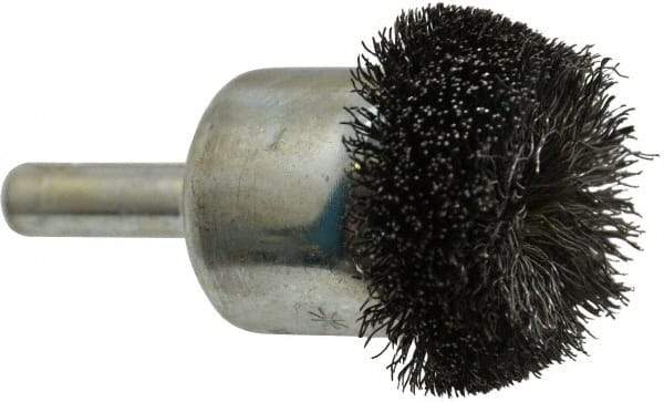 Anderson - 1-1/4" Brush Diam, Crimped, Flared End Brush - 1/4" Diam Shank, 20,000 Max RPM - Benchmark Tooling