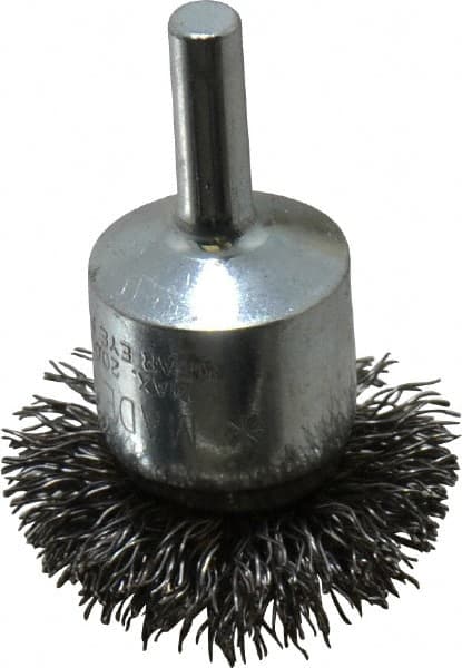 Anderson - 1-1/2" Brush Diam, Crimped, Flared End Brush - 1/4" Diam Shank, 20,000 Max RPM - Benchmark Tooling