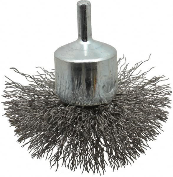 Anderson - 3" Brush Diam, Crimped, Flared End Brush - 1/4" Diam Shank, 16,000 Max RPM - Benchmark Tooling