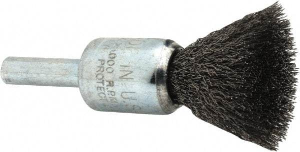 Anderson - 1/2" Brush Diam, Crimped, End Brush - 1/4" Diam Shank, 25,000 Max RPM - Benchmark Tooling