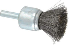 Anderson - 3/4" Brush Diam, Crimped, End Brush - 1/4" Diam Shank, 22,000 Max RPM - Benchmark Tooling