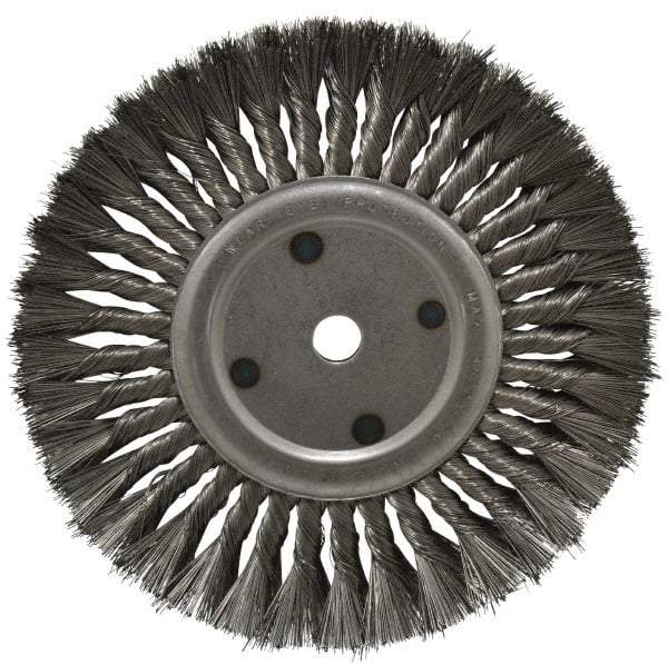 Anderson - 10" OD, 3/4" Arbor Hole, Knotted Steel Wheel Brush - 11/16" Face Width, 2-1/4" Trim Length, 0.016" Filament Diam, 4,500 RPM - Benchmark Tooling