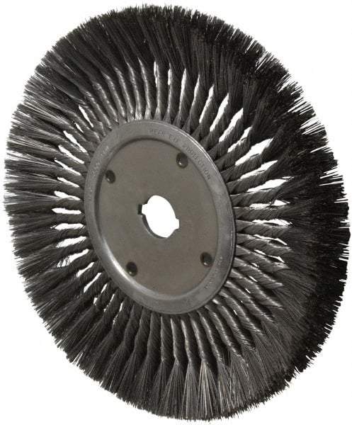 Anderson - 12" OD, 1-1/4" Arbor Hole, Knotted Steel Wheel Brush - 3/4" Face Width, 3-1/8" Trim Length, 0.014" Filament Diam, 3,600 RPM - Benchmark Tooling