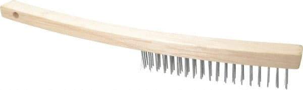 Value Collection - 3 Rows x 19 Columns Bent Handle Scratch Brush - 14" OAL, 1-1/8" Trim Length, Wood Curved Handle - Benchmark Tooling