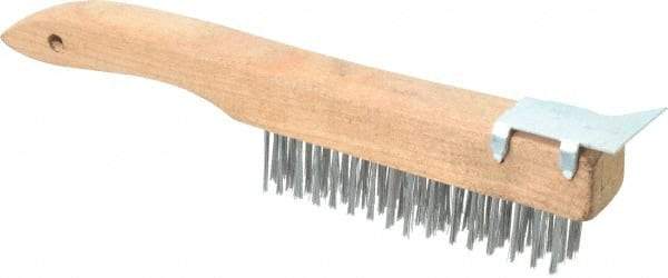 Value Collection - 4 Rows x 16 Columns Shoe Handle Scratch Brush with Scraper - 10" OAL, 1-1/8" Trim Length, Wood Shoe Handle - Benchmark Tooling