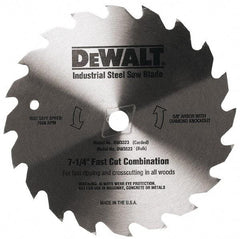 DeWALT - 7-1/4" Diam, 5/8" Arbor Hole Diam, 140 Tooth Wet & Dry Cut Saw Blade - Steel, Smooth Action, Standard Round Arbor - Benchmark Tooling