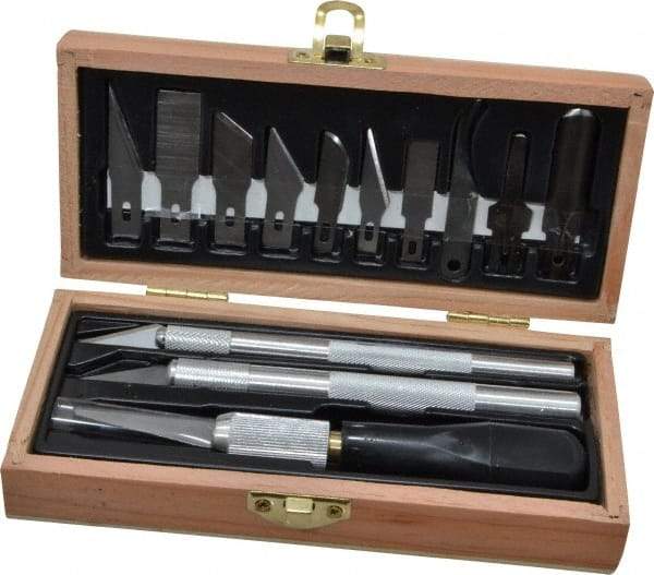 Excel - Hobby Knife Set - 12 Pieces, Includes Wooden Boxed Knife Set 3 Knives, 10 Blades - Benchmark Tooling