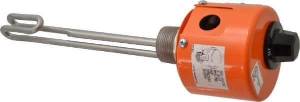 Value Collection - 1 Element, 9.06" Immersion Length, Standard Housing, Stainless Steel Pipe Plug Immersion Heater - 1 Phase, 240 Volt, 1,500 Watt, 68 Watts/Sq In, Stainless Steel Plug - Benchmark Tooling