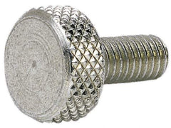 Electro Hardware - M5x0.80 Knurled Shoulderless Grade 303 Stainless Steel Thumb Screw - 14mm OAL, 11mm Head Diam x 5mm Head Height, Uncoated - Benchmark Tooling