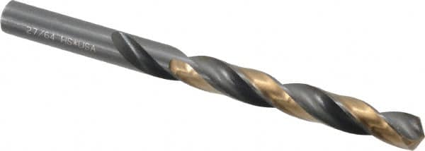 Michigan Drill - 27/64" 118° High Speed Steel Jobber Drill - Oxide/Gold Finish, Right Hand Cut, Spiral Flute, Straight Shank, 5-3/8" OAL, Split Point - Benchmark Tooling