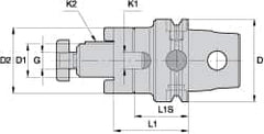 Kennametal - KM63UT Modular Connection 40mm Pilot Diam Shell Mill Holder - 50mm Flange to Nose End Projection, 70mm Nose Diam - Exact Industrial Supply