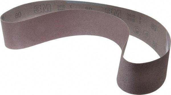 3M - 3" Wide x 48" OAL, 80 Grit, Aluminum Oxide Abrasive Belt - Aluminum Oxide, Medium, Coated, X Weighted Cloth Backing, Series 341D - Benchmark Tooling