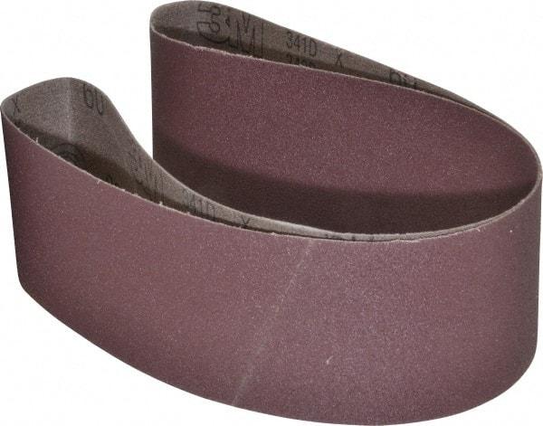 3M - 3" Wide x 48" OAL, 60 Grit, Aluminum Oxide Abrasive Belt - Aluminum Oxide, Medium, Coated, X Weighted Cloth Backing, Series 341D - Benchmark Tooling