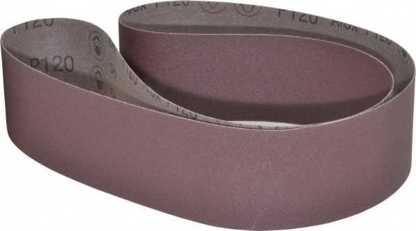 3M - 3" Wide x 60" OAL, 120 Grit, Aluminum Oxide Abrasive Belt - Aluminum Oxide, Fine, Coated, X Weighted Cloth Backing, Series 241D - Benchmark Tooling