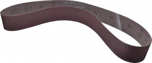 3M - 3" Wide x 60" OAL, 80 Grit, Aluminum Oxide Abrasive Belt - Aluminum Oxide, Medium, Coated, X Weighted Cloth Backing, Series 341D - Benchmark Tooling